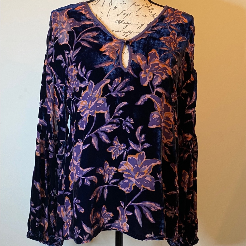 Sundance Velvet burn out Blouse black & Purple dark fairy whimsical gothic